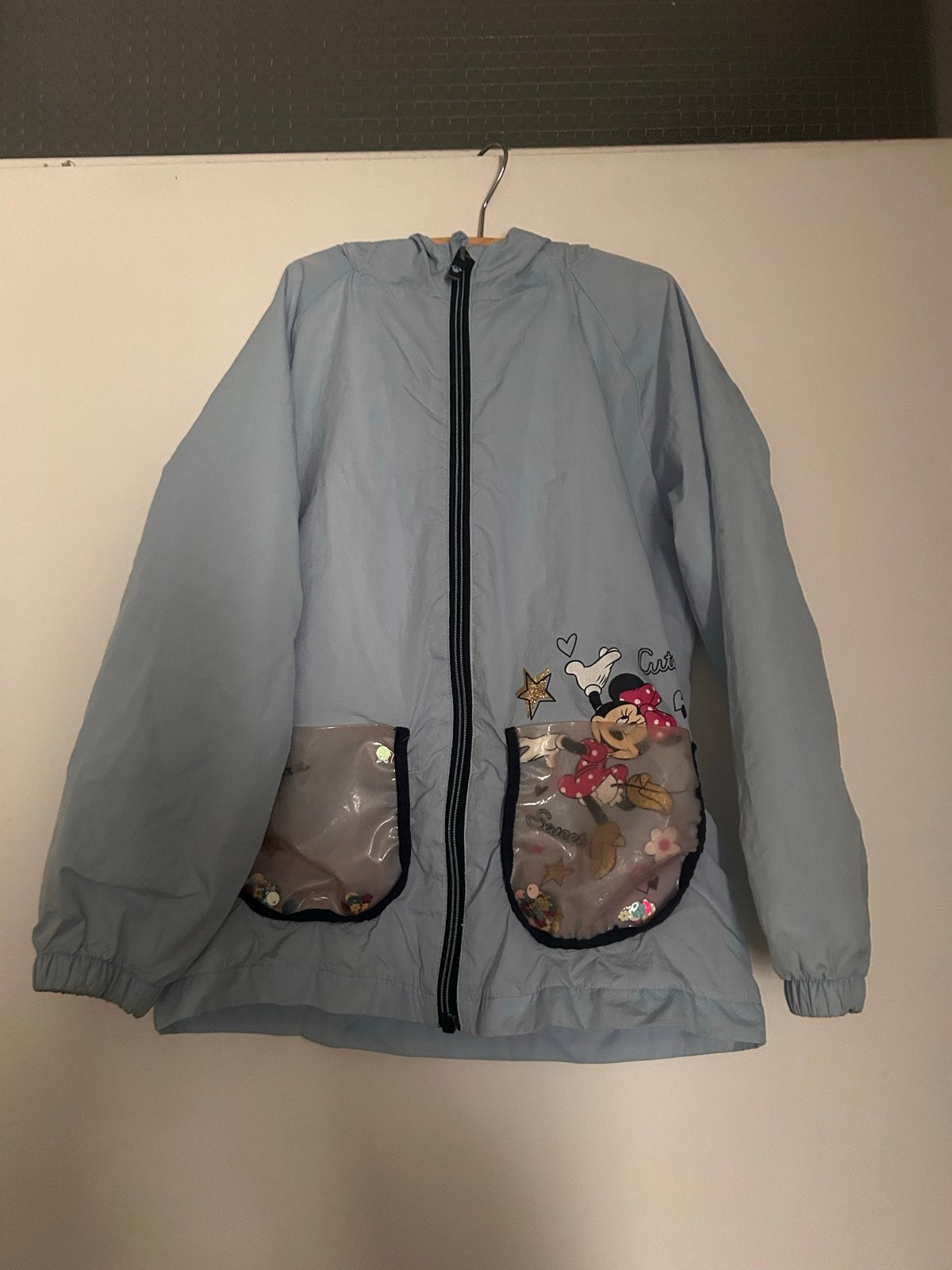 Minnie Mouse regenjas voor meisjes - lichtblauw 122/128, Ophalen of Verzenden, Gebruikt, Meisje