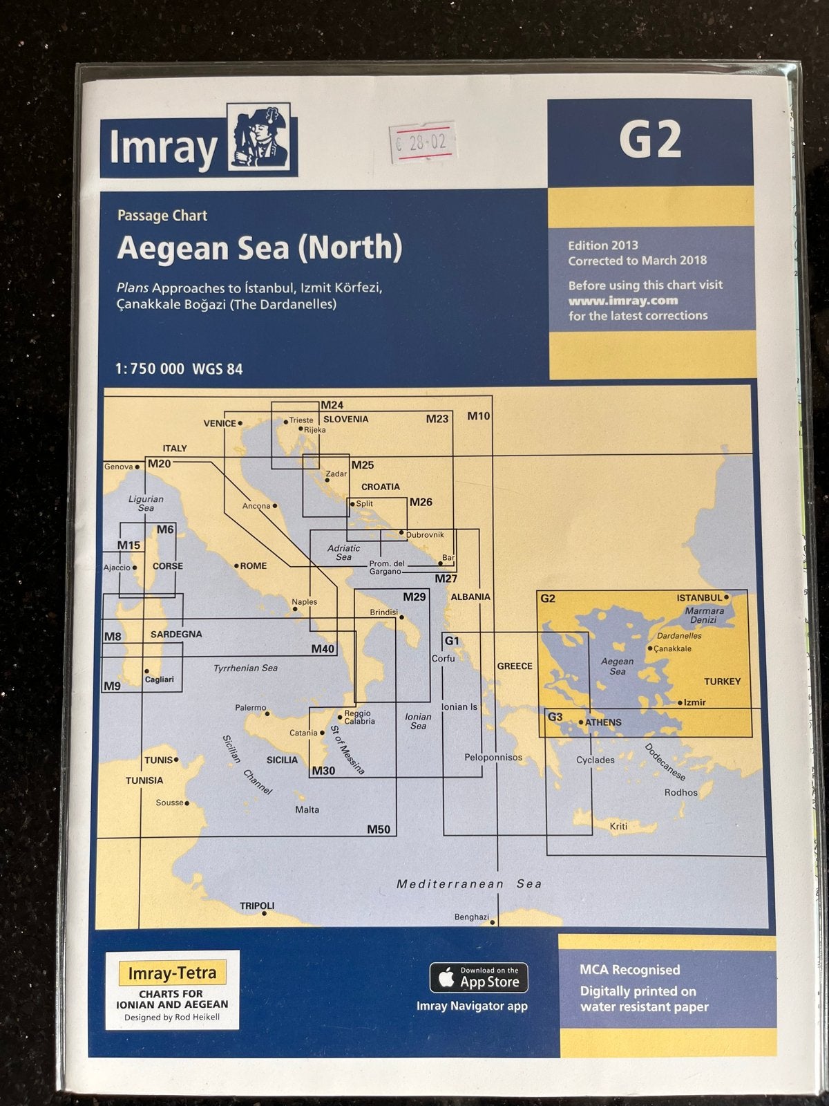 Imray Passage Chart G2 Egeïsche Zee (Noord) 2013/2018, 2000 tot heden, Europa Overig, Ophalen of Verzenden, Landkaart