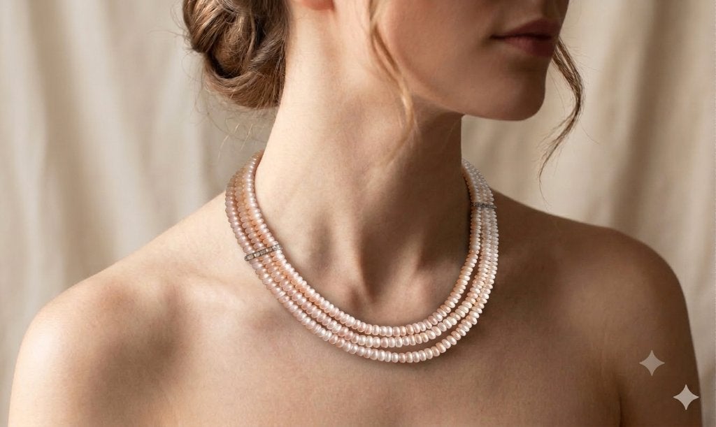 Prachtige Unieke Ketting Authentieke Parels 3 lijnen Roze, Sieraden, Tassen en Uiterlijk, Kettingen, Ophalen of Verzenden, Nieuw