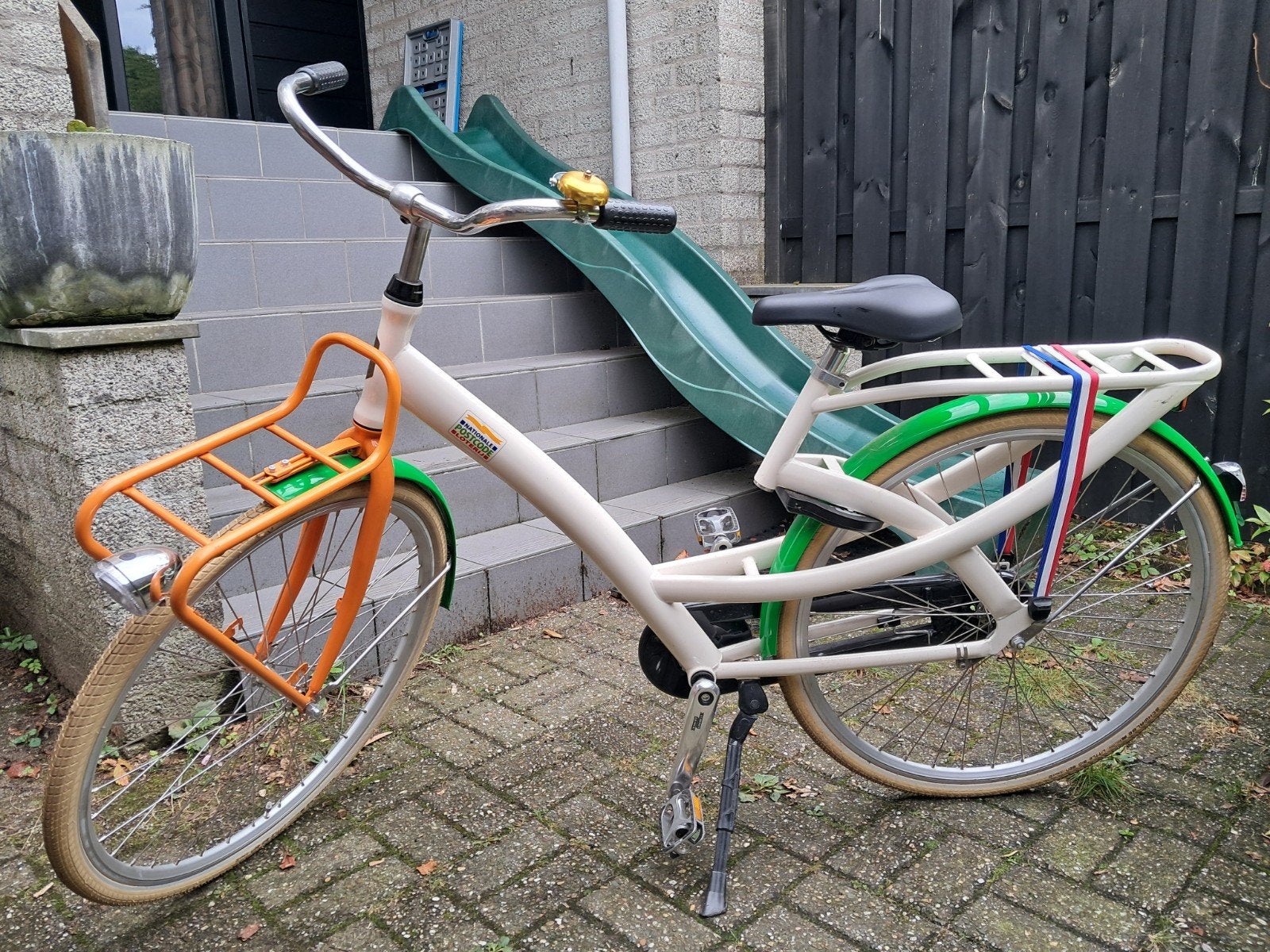 Postcodeloterij fiets met voordrager, Fietsen en Brommers, Fietsen | Dames | Damesfietsen, Terugtraprem, 53 tot 56 cm, Zo goed als nieuw