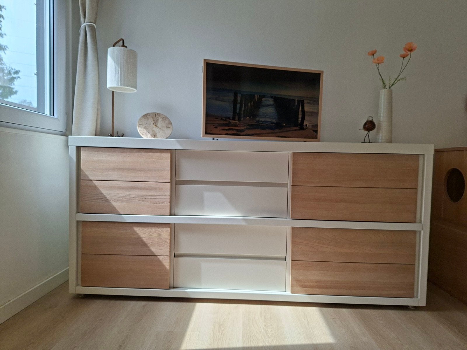 XOOON Byron Bay dressoir met 4 schuifdeuren en 3 laden, Ophalen, 150 tot 200 cm, Zo goed als nieuw, Overige materialen