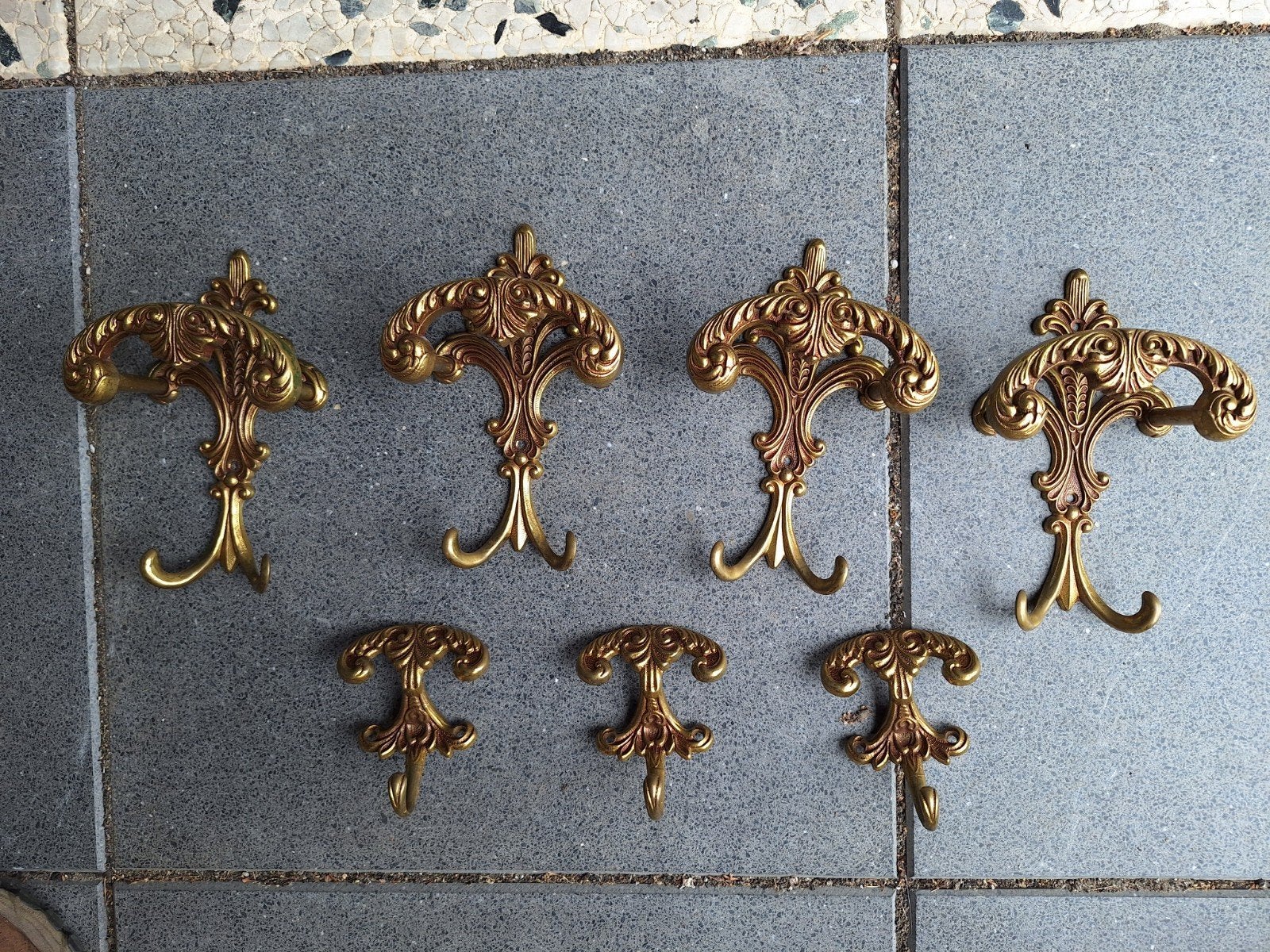 Vintage Italiaanse kapstokhaken set - Messing, Huis en Inrichting, Ophalen, Gebruikt, Wandhaken, Minder dan 100 cm