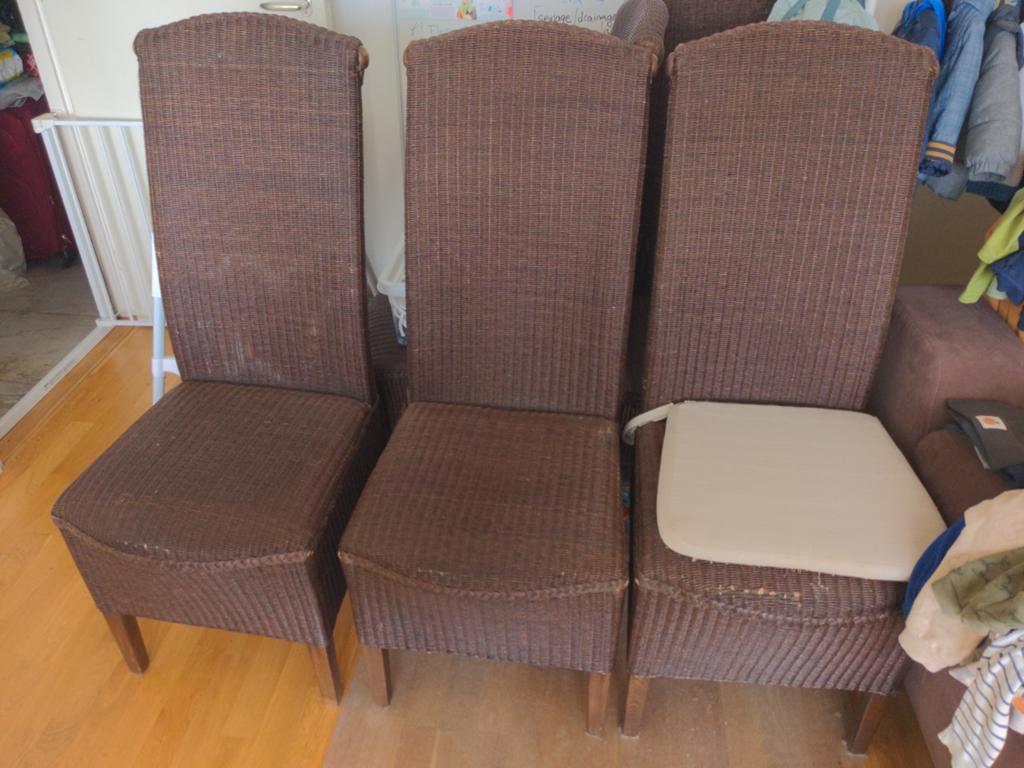 6x Originele Loom Furniture BV eetkamerstoelen, Huis en Inrichting, Stoelen, Ophalen, Gebruikt, Bruin, Riet of Rotan
