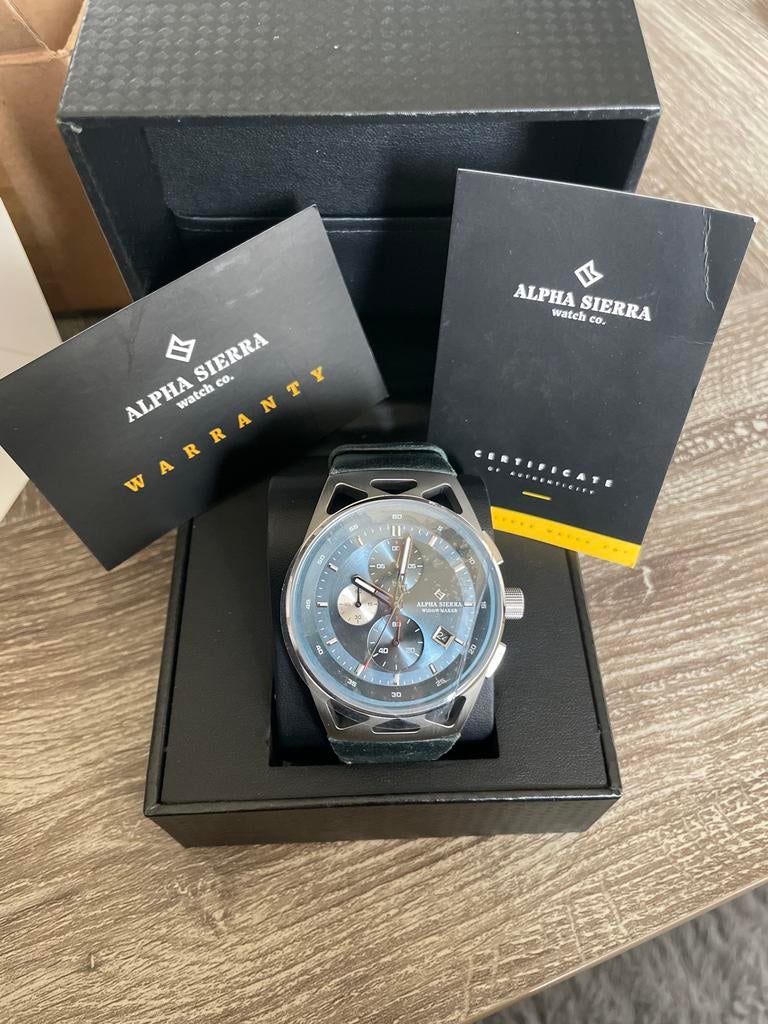 Alpha Sierra Horloge, Leer, Staal, Polshorloge, Zo goed als nieuw