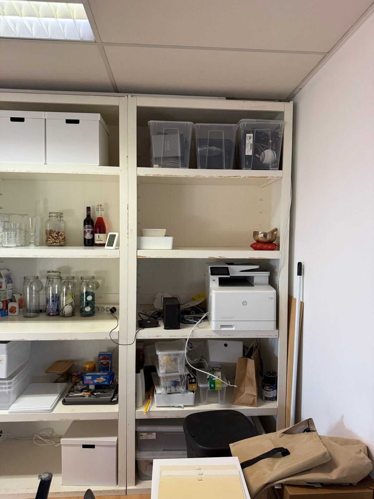 Witte boekenkast met verstelbare planken (H224 D58 B100), Ophalen, Met plank(en), Gebruikt, 100 tot 150 cm
