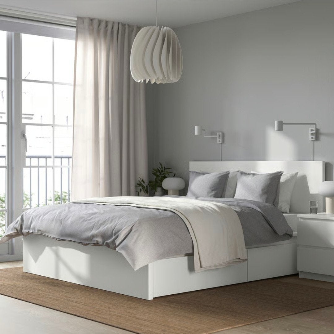 Compleet Ikea bed, lattenbodems, goede matras, lades 160x200, Ophalen of Verzenden, Zo goed als nieuw, Tweepersoons