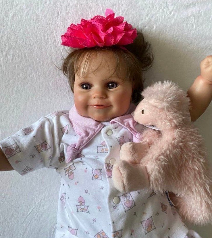Vrolijk Reborn meisje 🌹, Verzenden, Zo goed als nieuw, Pop, Levensecht of Reborn