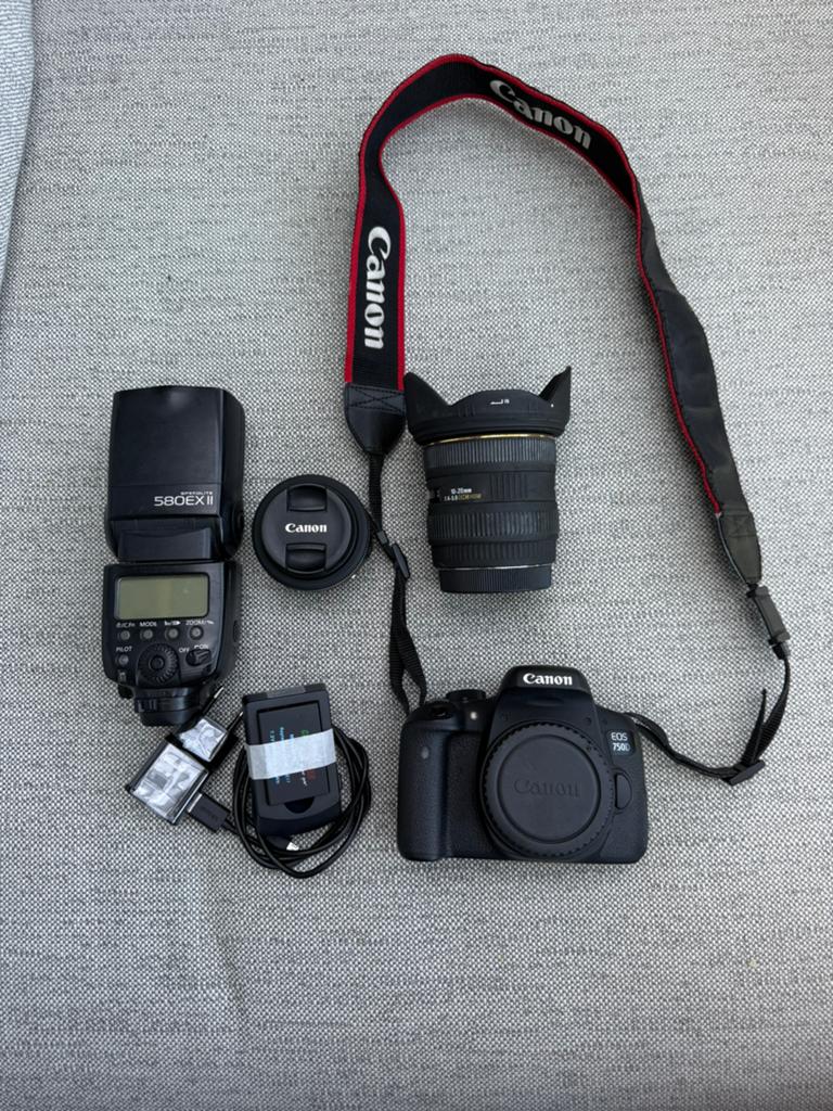 Canon 750D met sigma 10-20mm lens en flitser, Gebruikt, Spiegelreflex, Canon, Ophalen of Verzenden