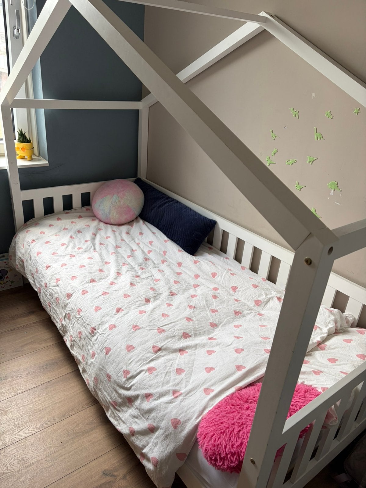 Vipack Dallas huis bed 90x200 zgan, Ophalen, 85 tot 100 cm, Zo goed als nieuw, Matras