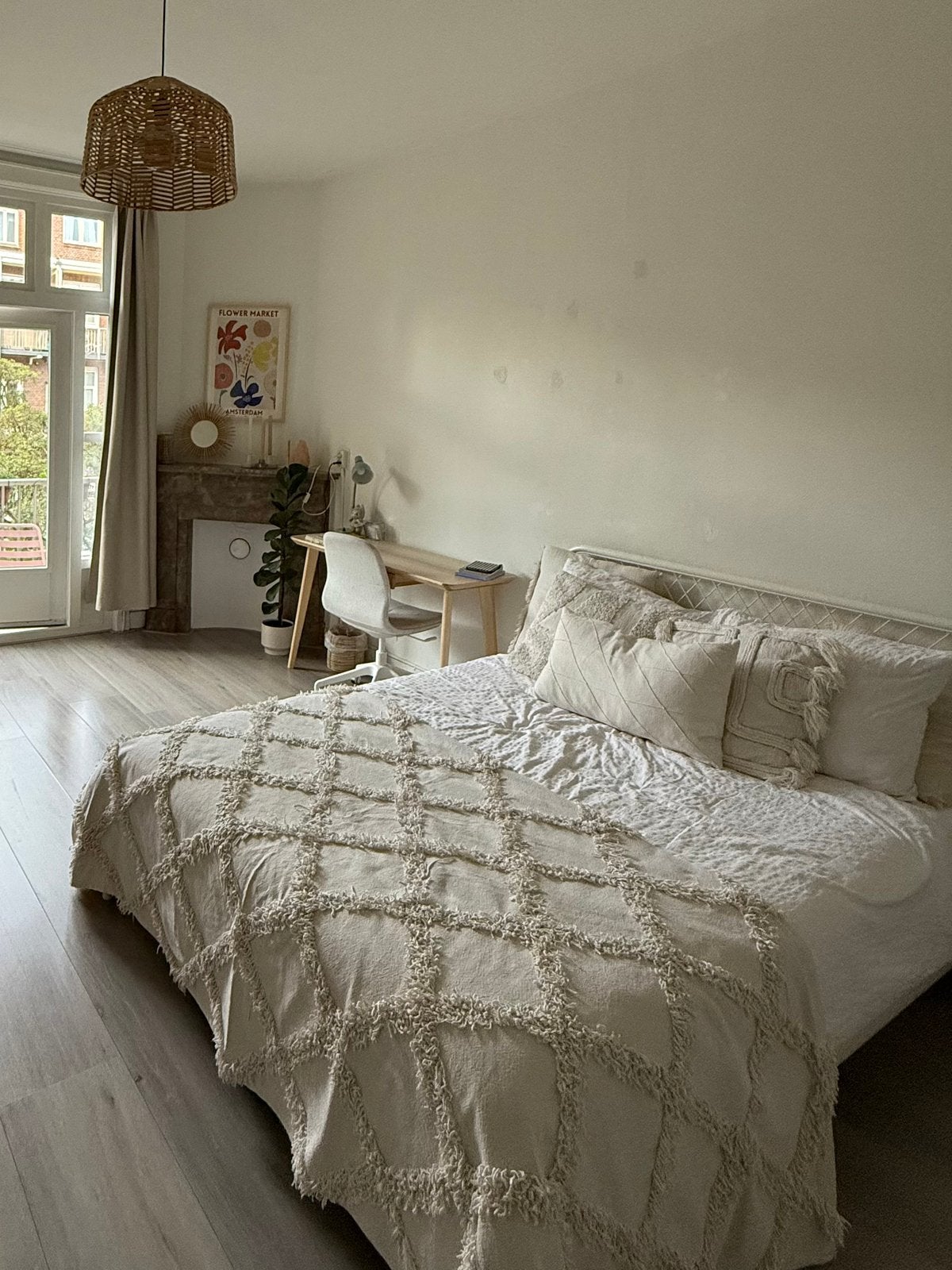 IKEA bed Nesttun 140x200, Ophalen, Gebruikt, Wit, Tweepersoons