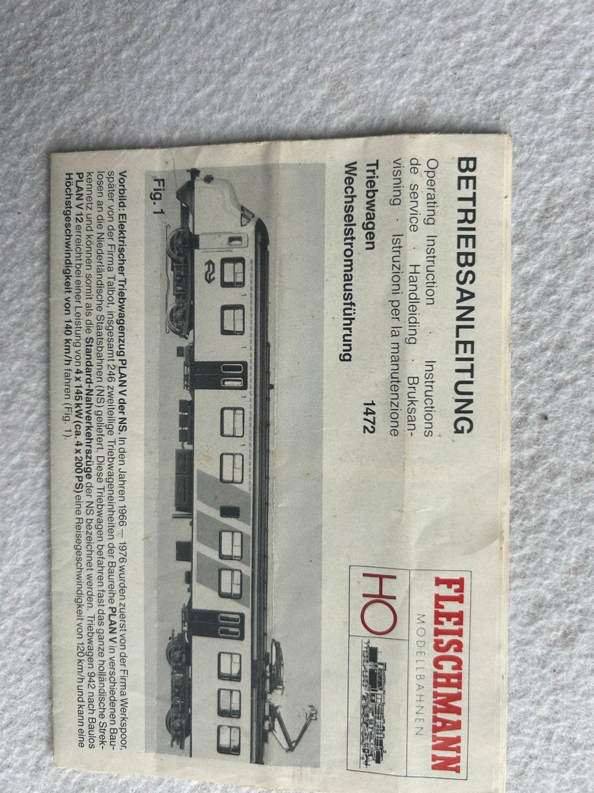 Fleischmann 1472 Treinstel NS Plan V - Nieuwstaat, Wisselstroom, Treinset, Fleischmann, Nieuw