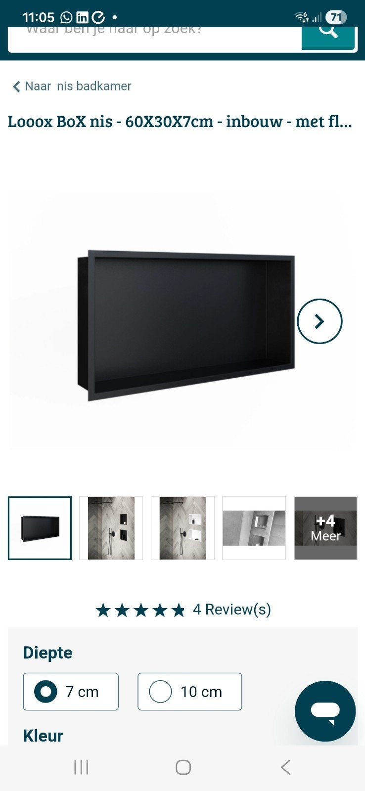 inbouwnis 60x30x7cm mat zwart nieuw in de doos, Ophalen, Nieuw, Met douche