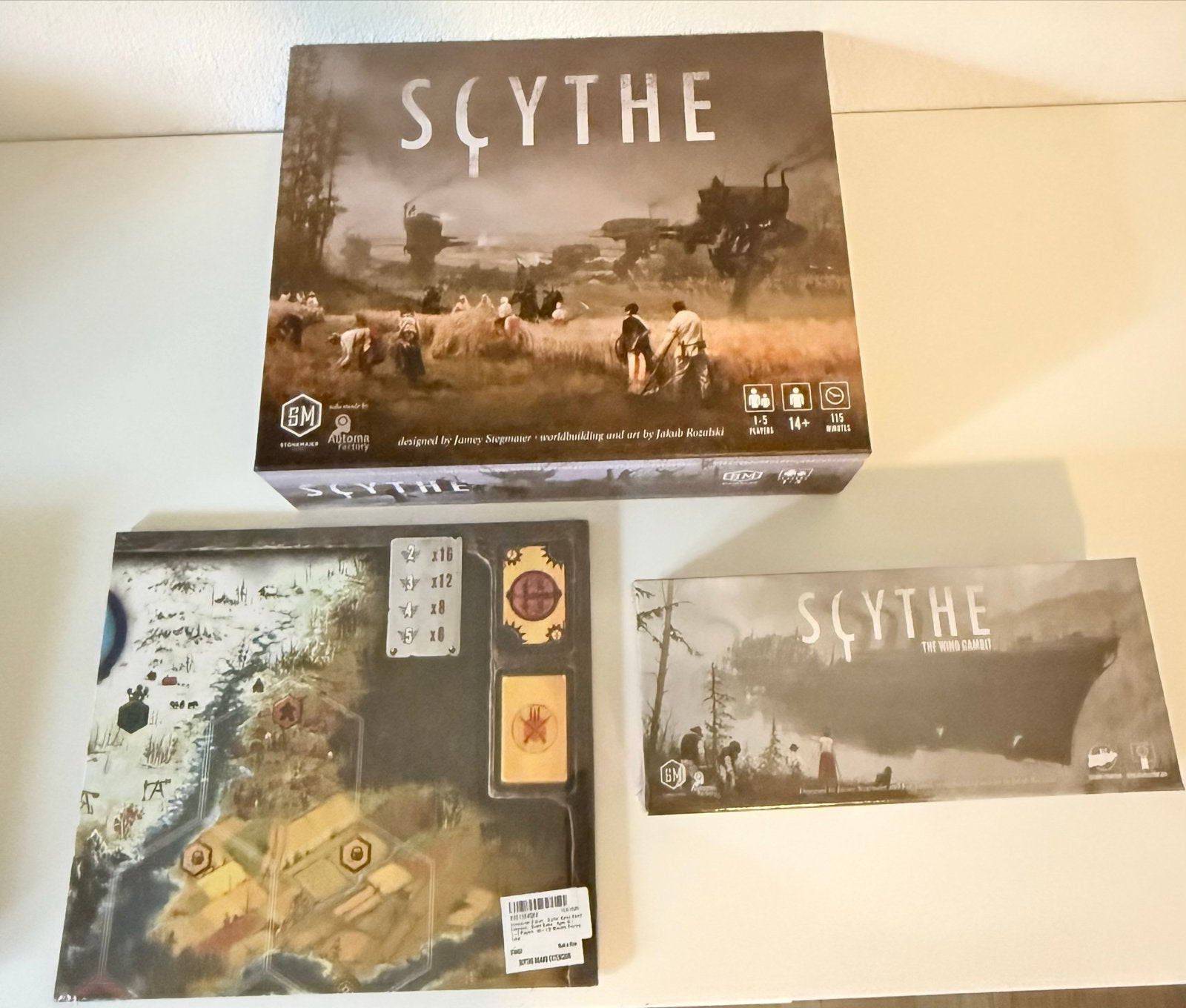 Scythe bordspel met uitbreiding The Wind Gambit, Een of twee spelers, Ophalen of Verzenden, Zo goed als nieuw