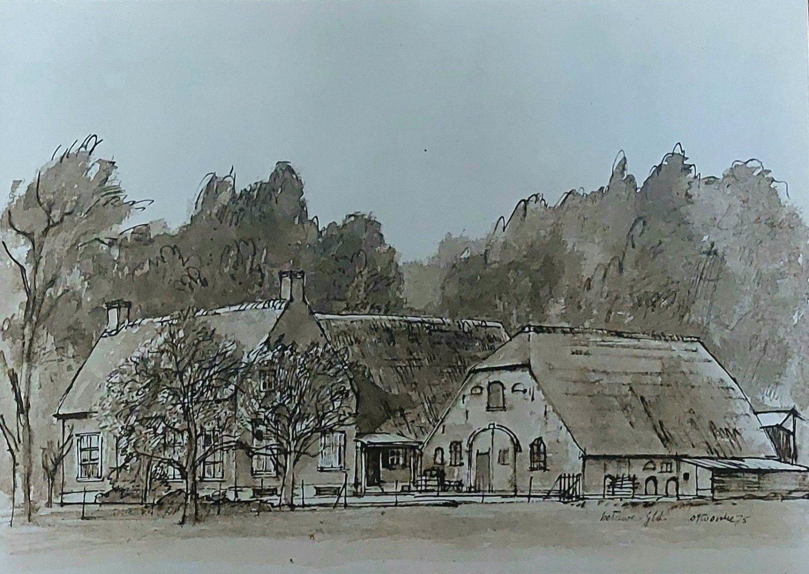 Otto Dicke  ... boerderij  Betuwe ... Gelderland  ..., Antiek en Kunst, Ophalen of Verzenden