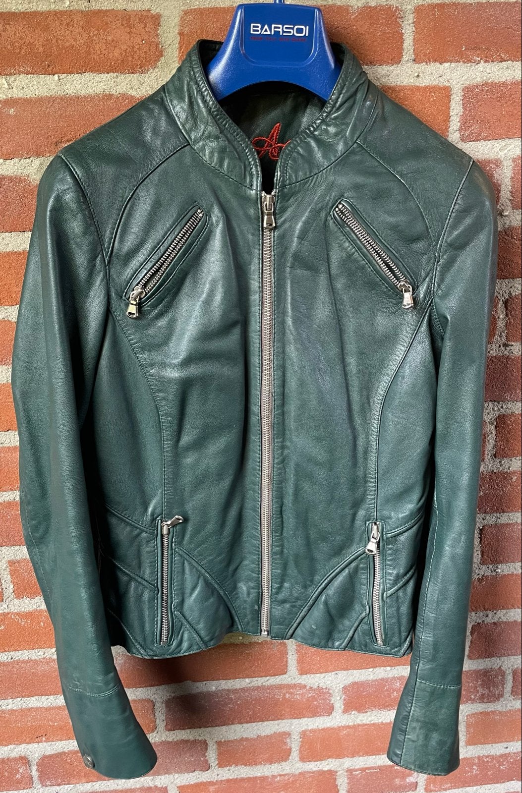 ARMA Collection groen lamsleren bikerjack jasje maat 36 (S), Ophalen of Verzenden, Gedragen, Maat 36 (S), Groen