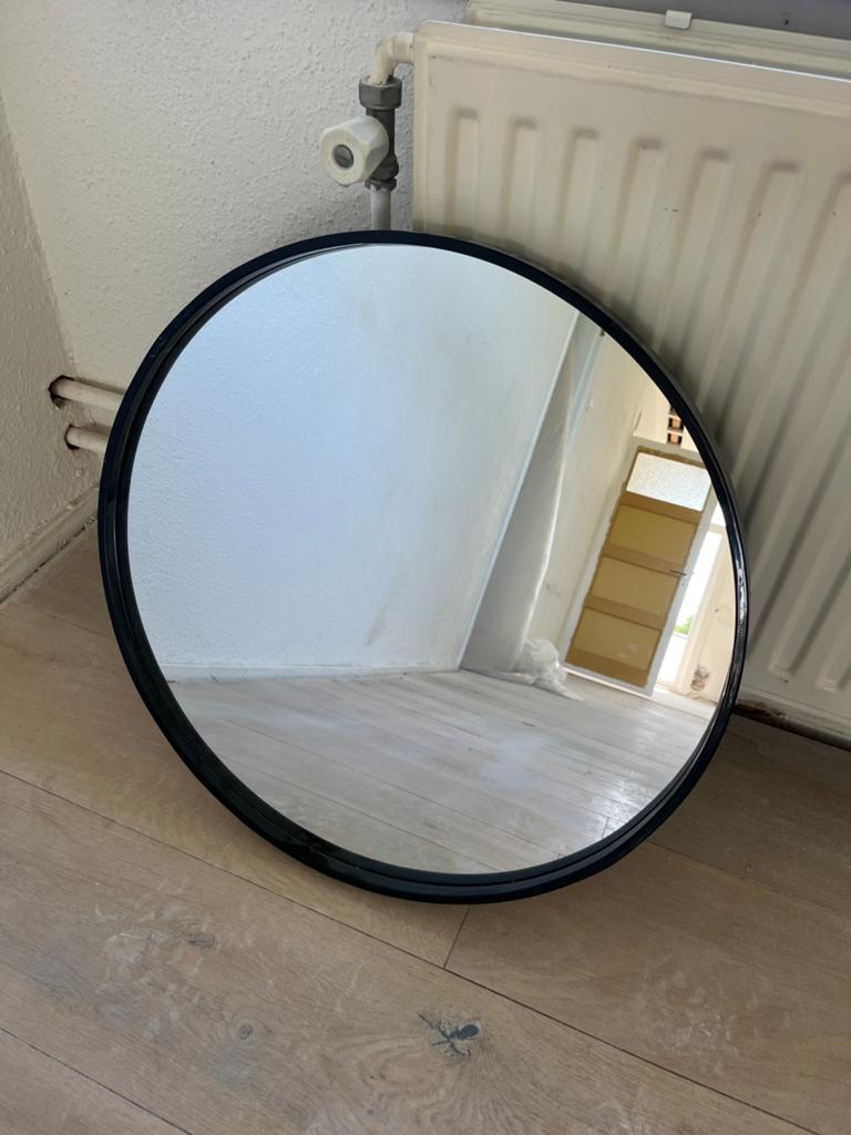 Spiegel, Huis en Inrichting, Woonaccessoires | Spiegels, Ophalen, Minder dan 50 cm, Rond, Zo goed als nieuw