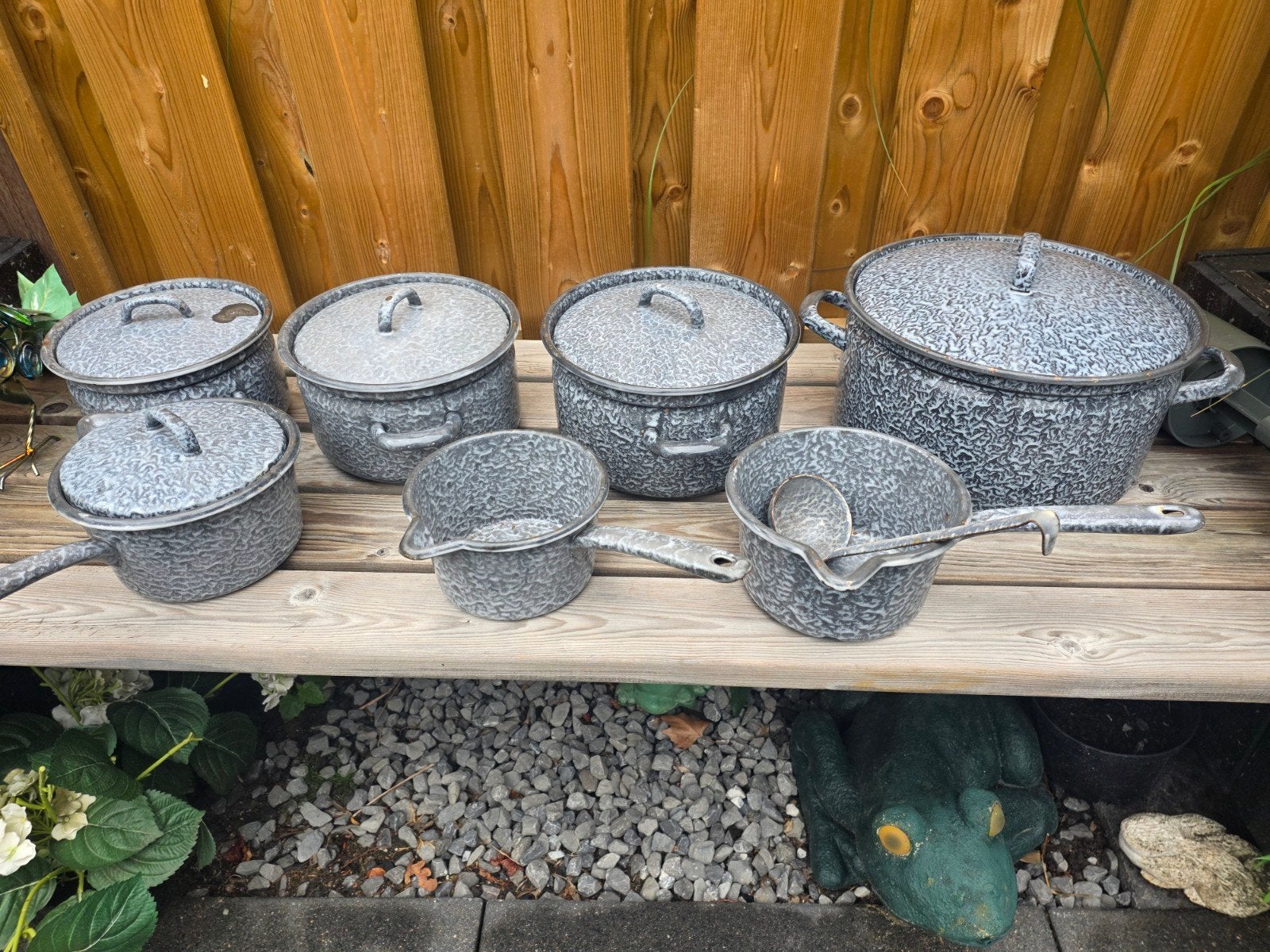 Vintage geëmailleerde pannen set - 7 stuks, Ophalen