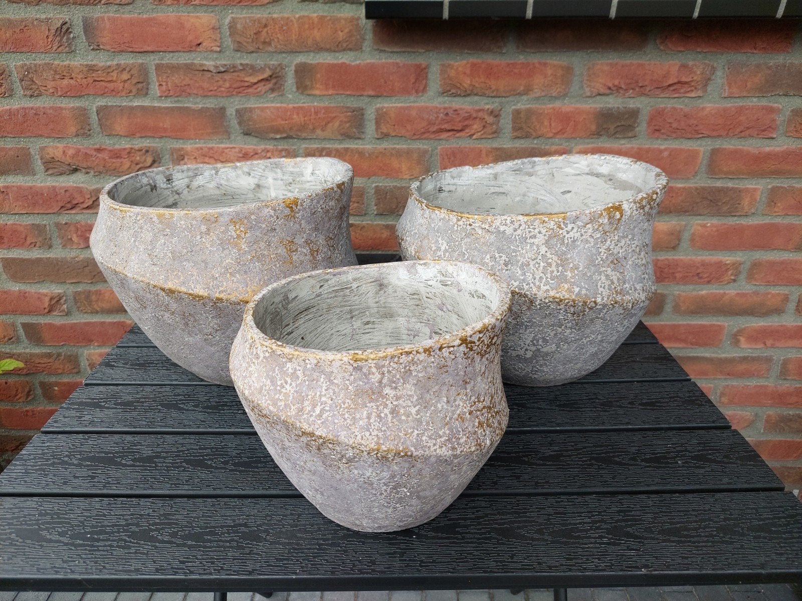 Bloempotten PTMD Beige/Grijs/Goud, Ophalen, Zo goed als nieuw