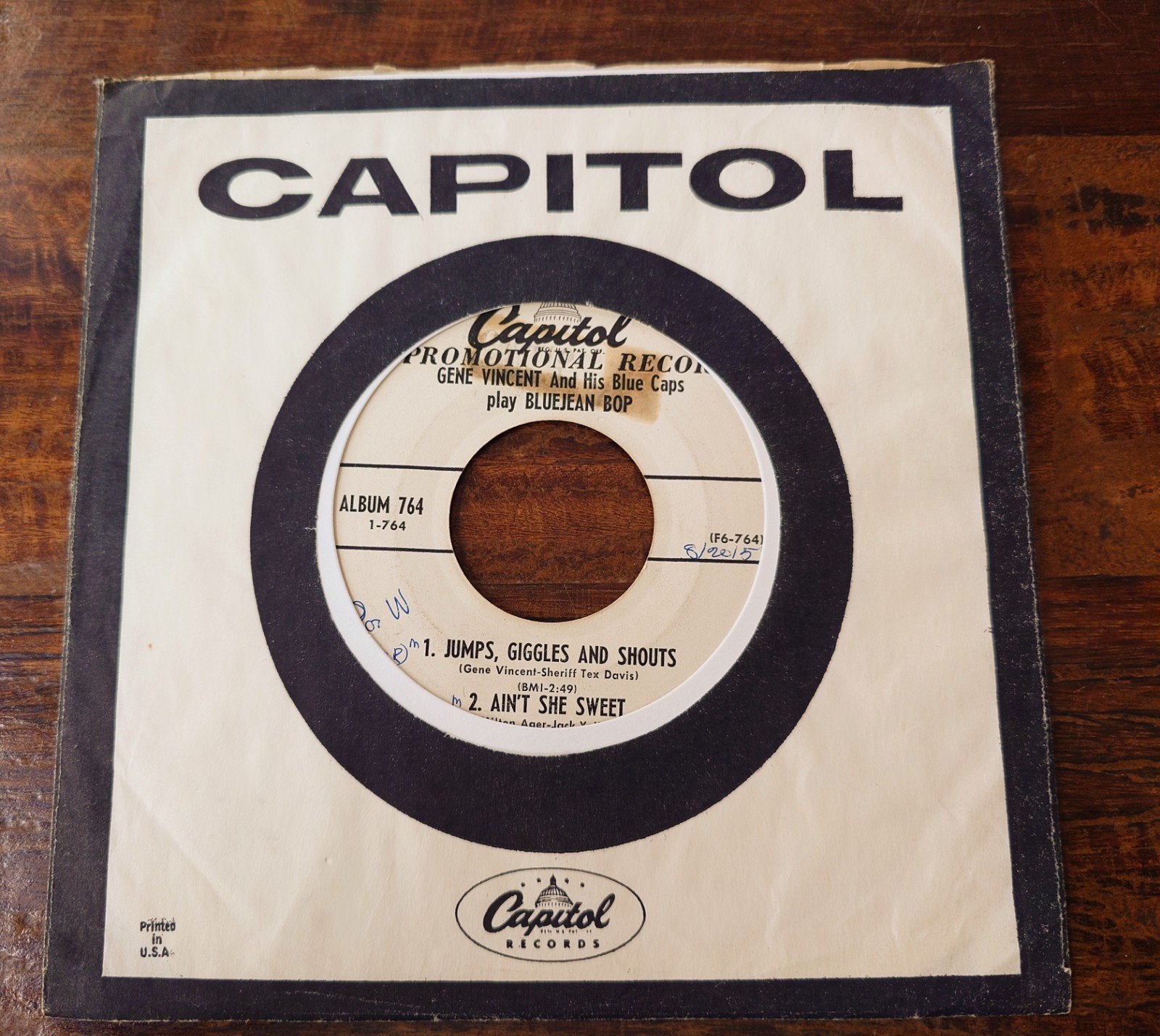 EP Gene Vincent USA promotional record met Capitol hoes, Gebruikt, 7 inch, Ophalen of Verzenden, EP