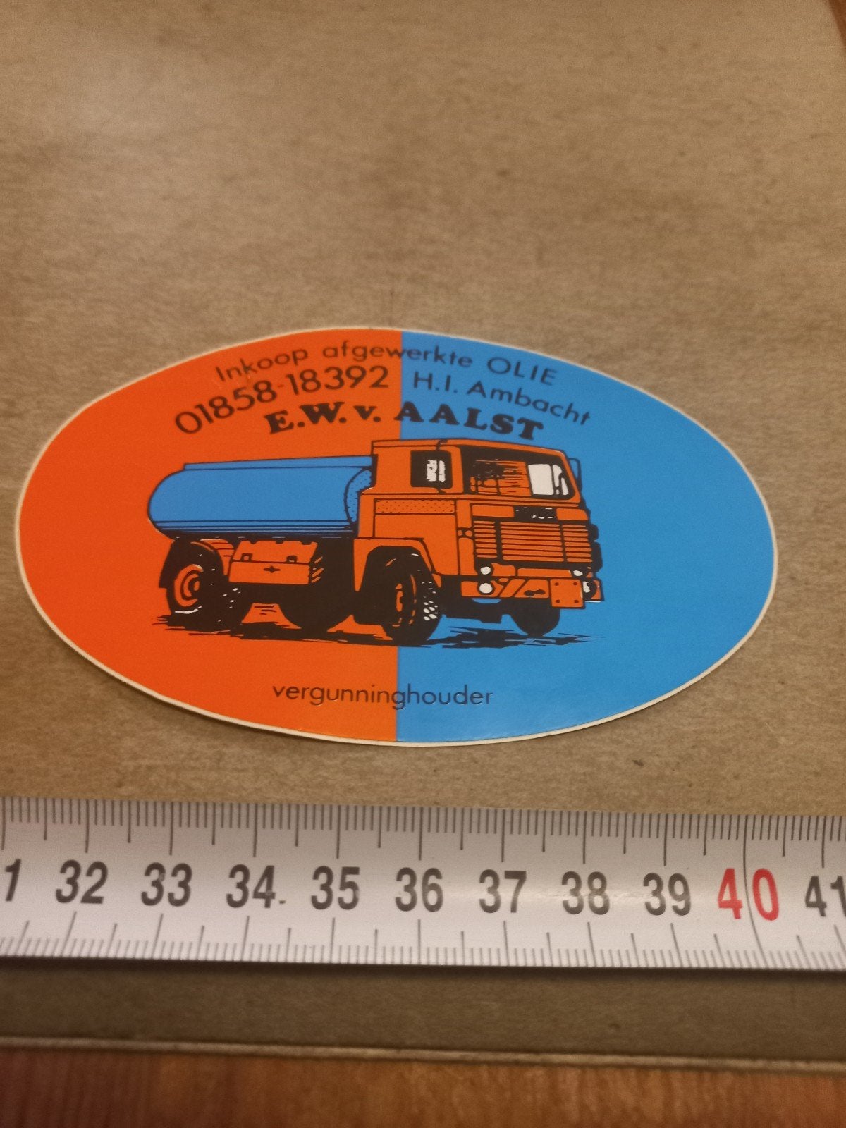 Vintage sticker Inkoop afgewerkte OLIE E.W. v. AALST, Ophalen of Verzenden