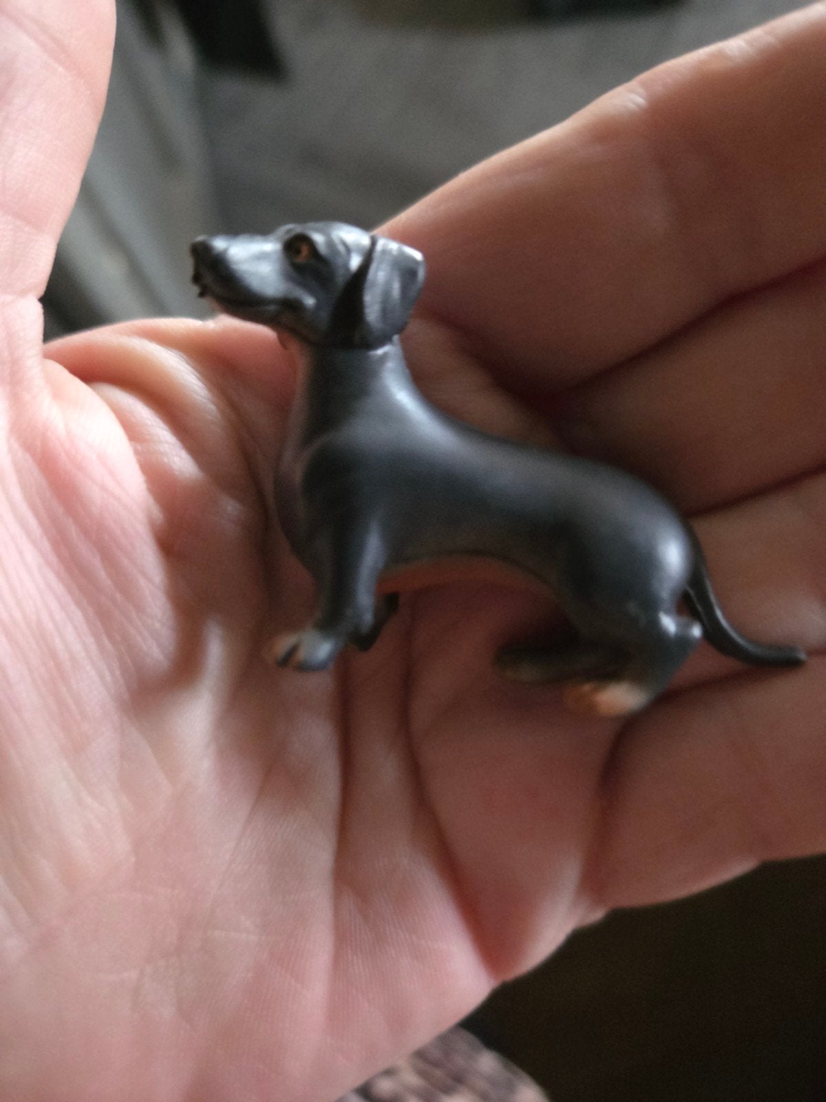 Miniatuur Teckel Figuur - Rubber, Ophalen of Verzenden