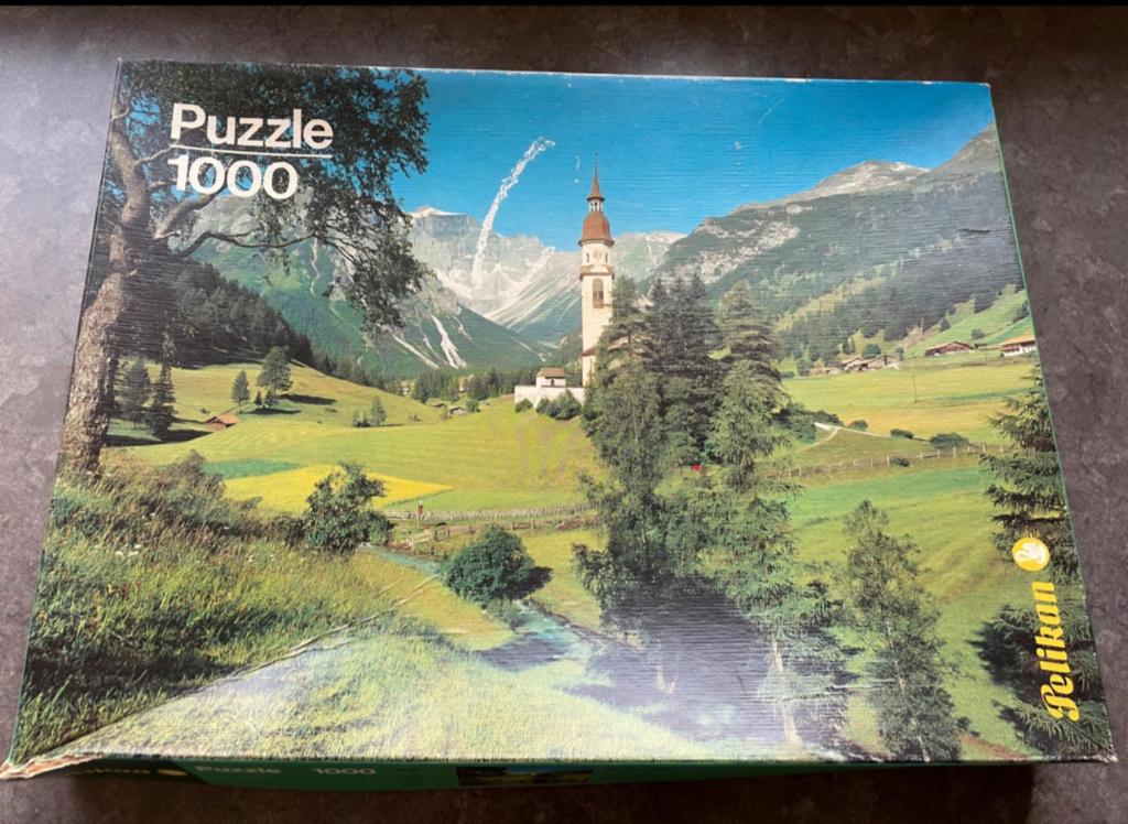 Vintage Pelikan Legpuzzel 1000 stukjes - Am Brenner, Ophalen of Verzenden, 500 t/m 1500 stukjes, Gebruikt, Legpuzzel
