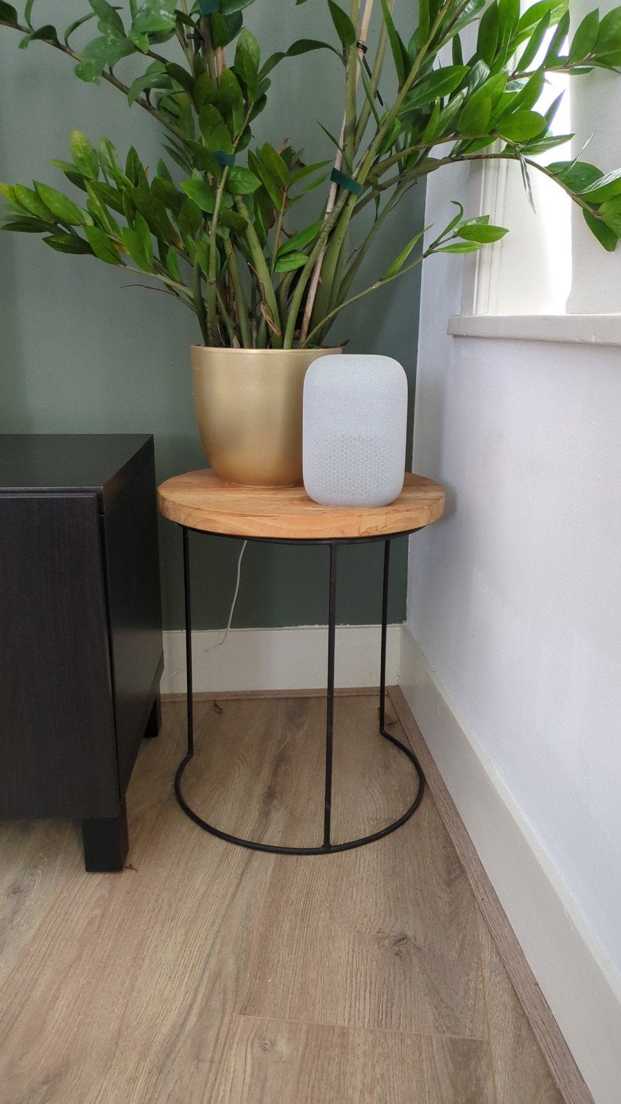 Stijlvol plantentafeltje, Huis en Inrichting, Minder dan 55 cm, Modern, Industrieel, Rond, Zo goed als nieuw
