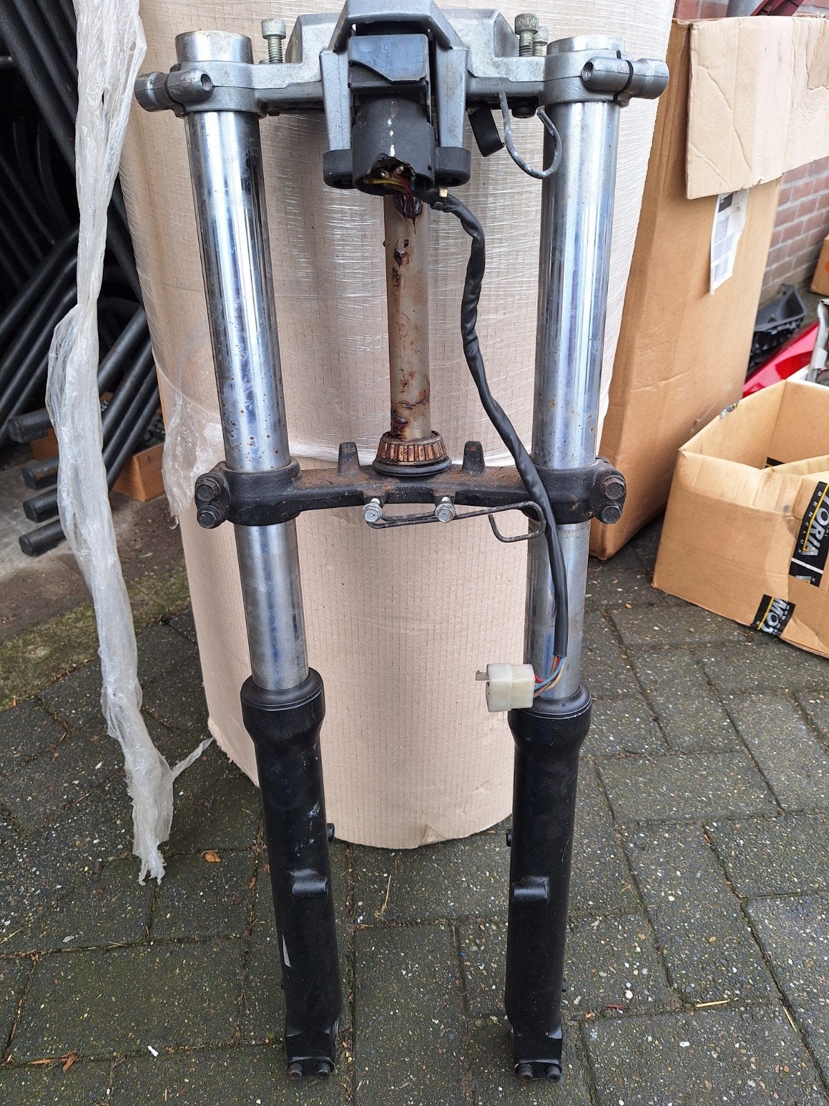 Motorfiets voorvork met kroonplaat, Ophalen of Verzenden