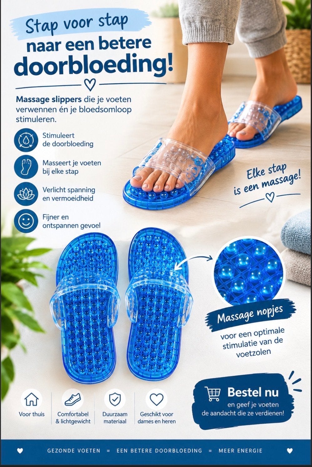 Nieuwe Massage Slippers - Diverse Kleuren & Maten 34-45, Ophalen of Verzenden, Nieuw, Overige typen