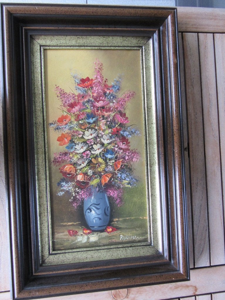 schilderij. R Wolters, Ophalen, Oud hollands, Handgeschilderd, Bloemen