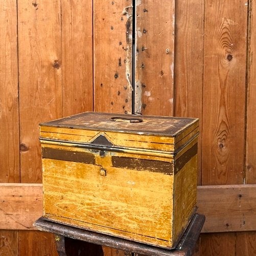 Brood beschuit trommel 29,5 x 20 x 21,5 cm blik origineel, Ophalen of Verzenden