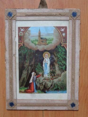 Oude / vintage / brocante katholieke prent Lourdes, Ophalen of Verzenden