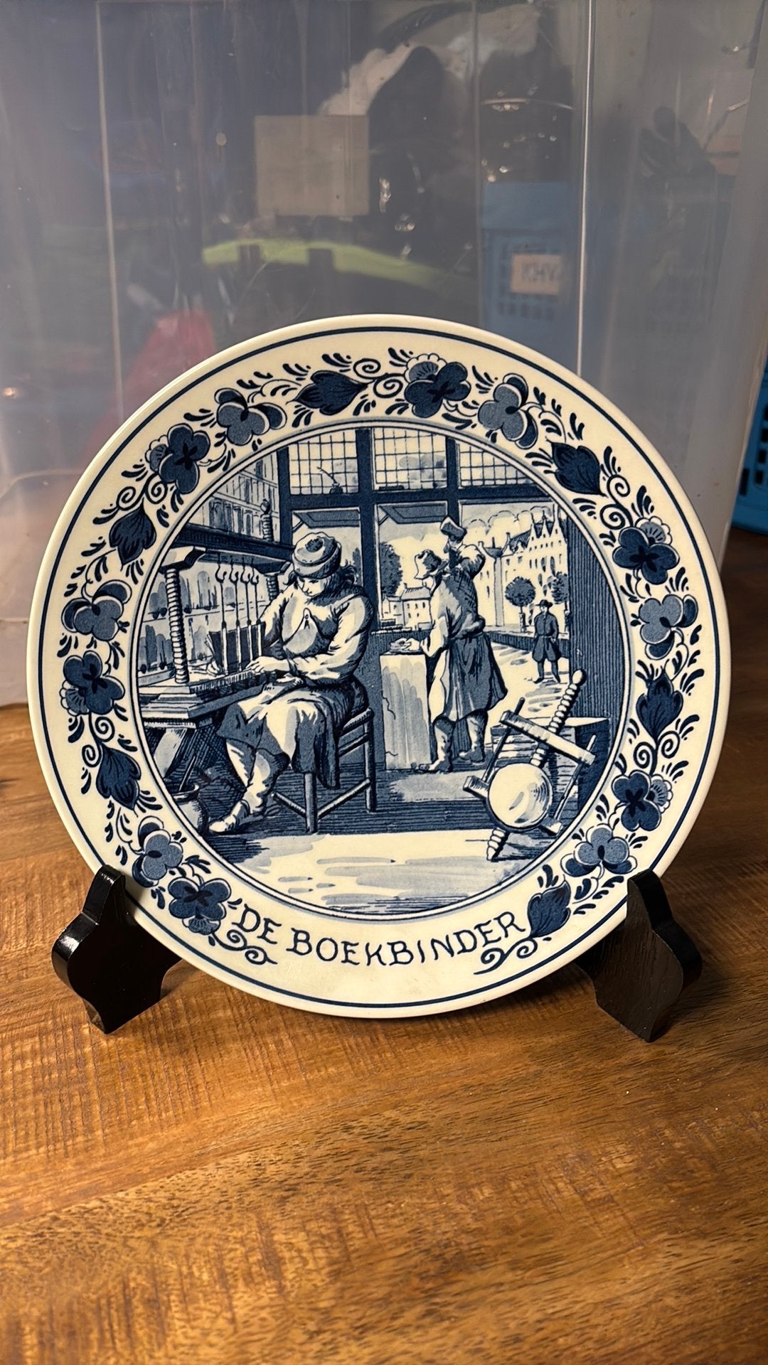 Delfts Blauw wandbord 'De Boekbinder' Royal Goedewaagen, Ophalen