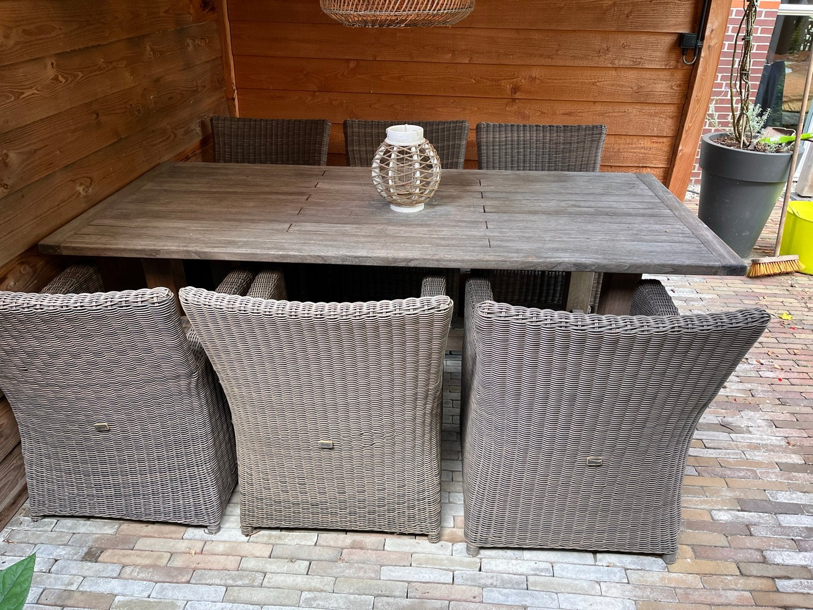 Robuuste 4 Seasons Outdoor tuinset met 6 Bellagio stoelen, Ophalen, Gebruikt, Eettafel, 6 zitplaatsen