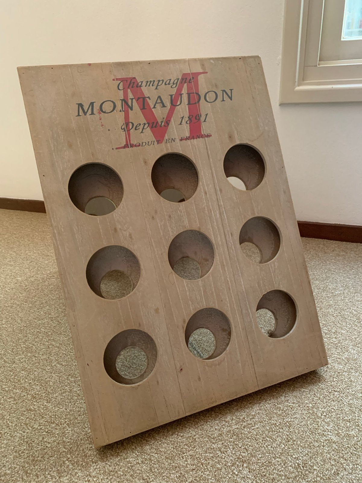 Wijnrek Montaudon Champagne Hout voor 18 flessen, Huis en Inrichting, Woonaccessoires | Wijnrekken, Ophalen, Gebruikt, 15 tot 25 flessen
