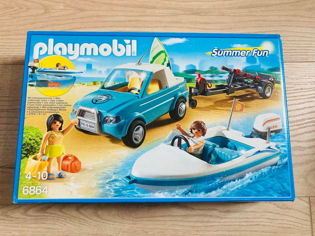 Playmobil 6864 Summer Fun auto met boot en trailer, Ophalen of Verzenden, Zo goed als nieuw, Complete set