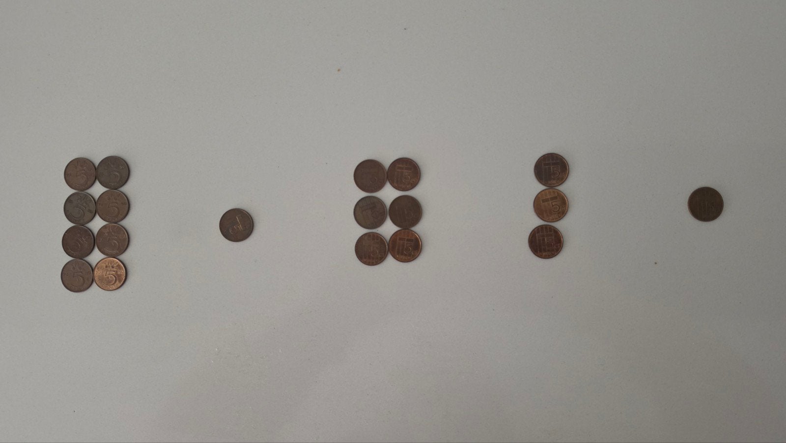 19 koperen stuivers Nederland 5 centmunt jaren 80, Ophalen of Verzenden, Koningin Juliana, 5 cent, Losse munt