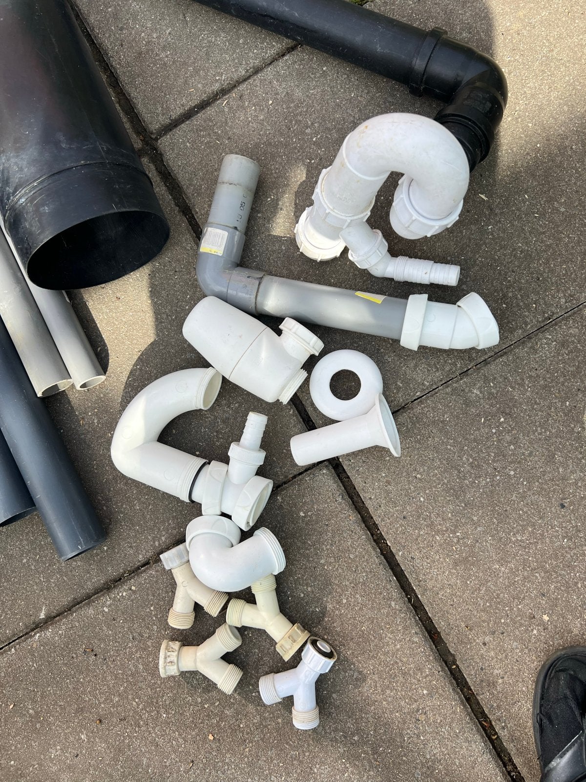 Diverse PVC en PP afvoerbuizen en bochten, Ophalen, Afvoer, Gebruikt, Pvc