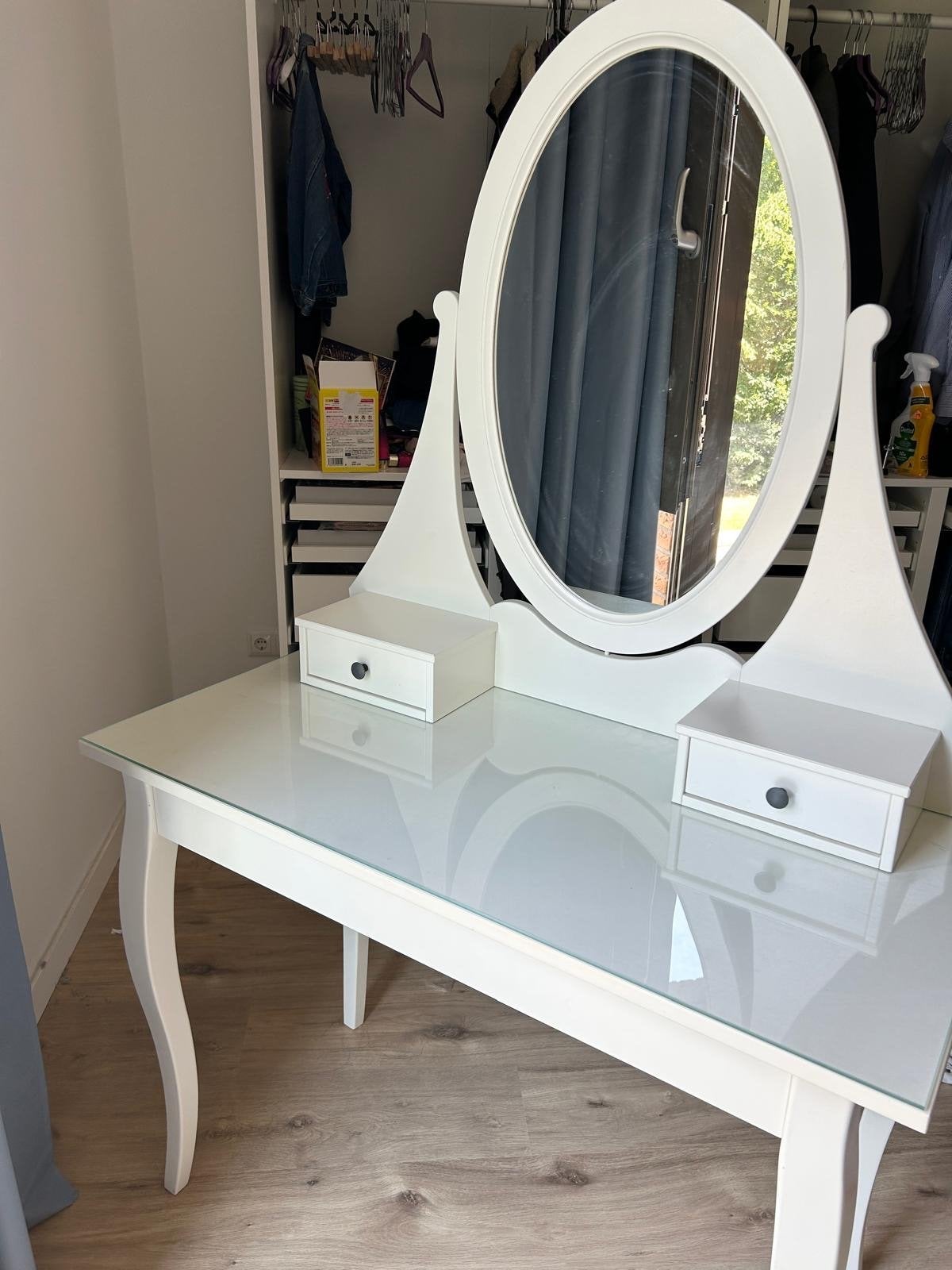 Ikea witte kaptafel met spiegel en lades, Huis en Inrichting, Tafels | Kaptafels, Ophalen, Zo goed als nieuw, Hout, 100 tot 150 cm