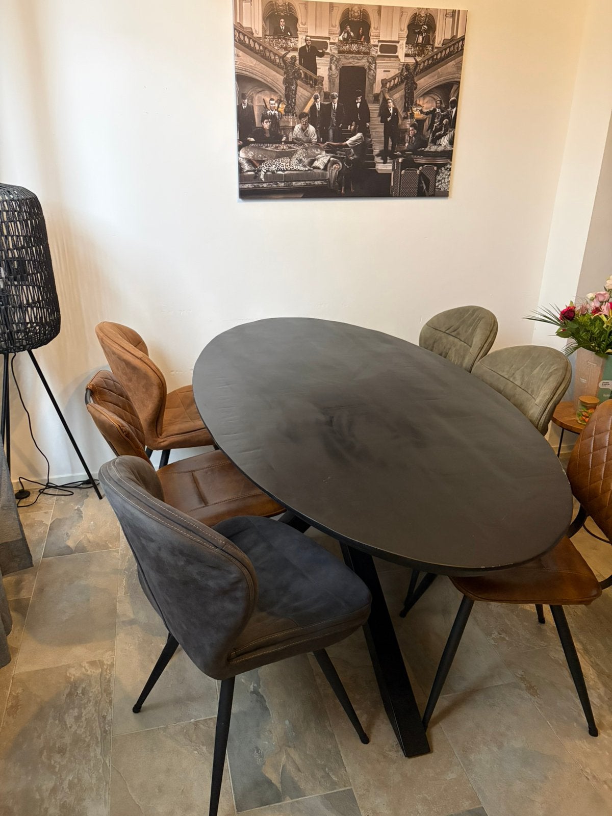 Tafel met 6 stoelen, Huis en Inrichting, Tafels | Eettafels, Ophalen, Gebruikt, 50 tot 100 cm, Vijf personen of meer