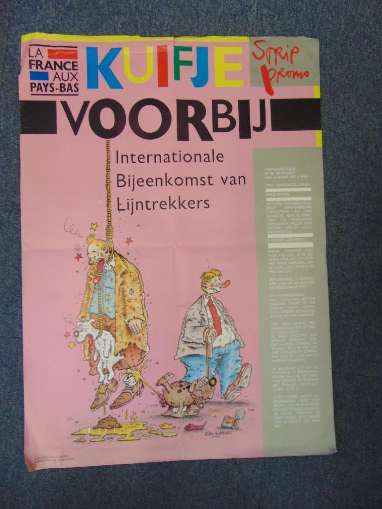 poster Kuifje Voorbij Eric Schreurs 1986; 50x70cm, Eén stripboek, Ophalen of Verzenden, Gelezen
