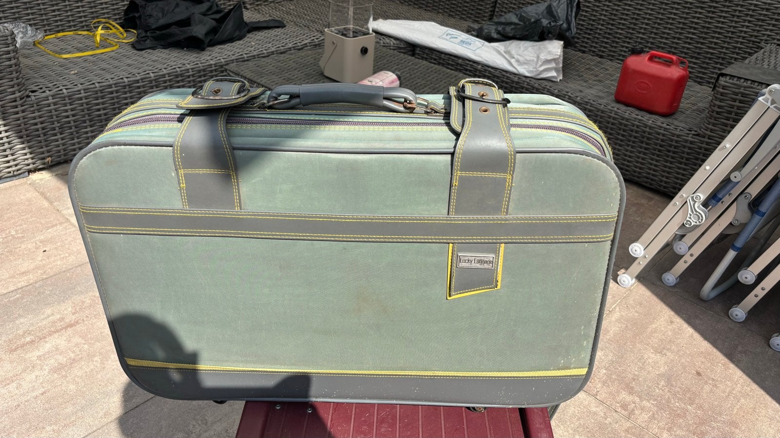 Vintage Lucky Luggage Koffer, Overige materialen, Gebruikt, Ophalen of Verzenden, 35 tot 45 cm