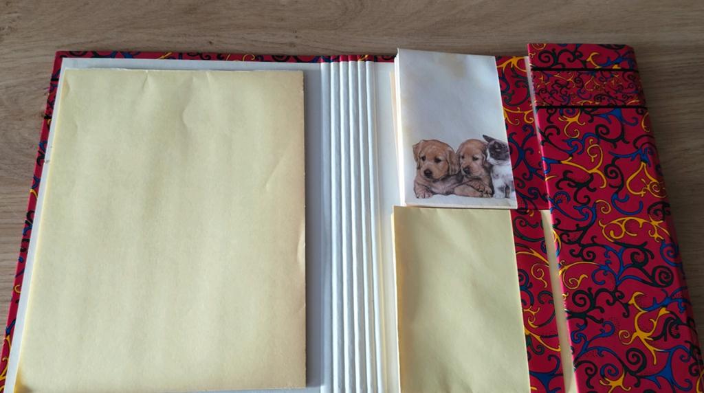 VINTAGE MAP MET POSTPAPIER*LABRADOR PUPPIES EN KITTEN, Verzenden, Zo goed als nieuw