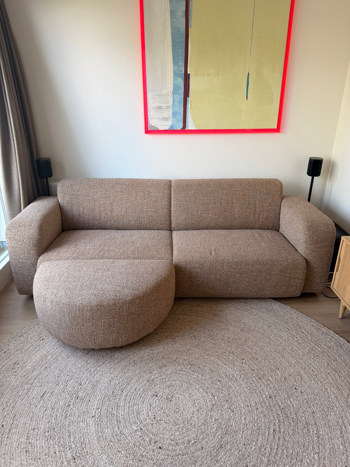 GLOEDNIEUW: B.Loft Mads Bank - Bruin Gemeleerd, Ophalen, 75 tot 100 cm, Rechte bank, Stof