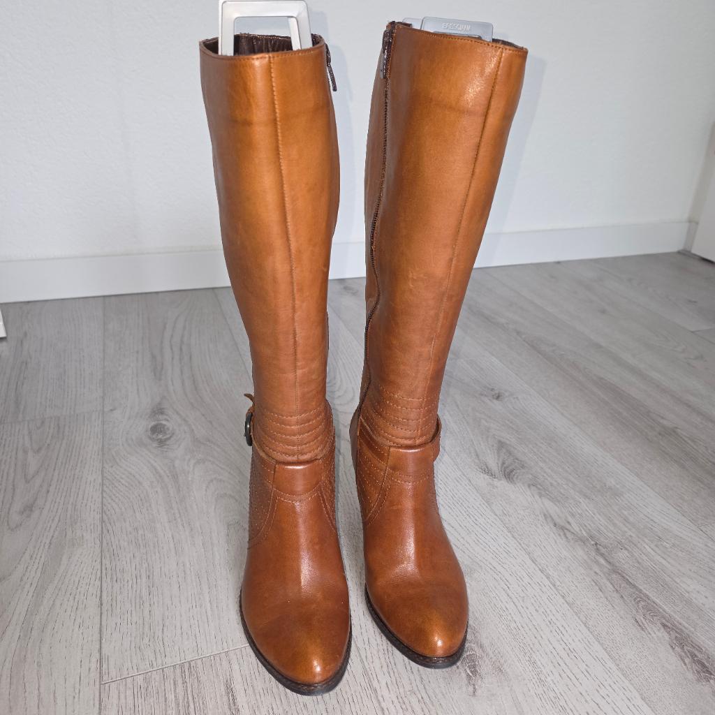 Bruine laarzen echte leer, Hoge laarzen, Miss femme, Bruin, Ophalen of Verzenden