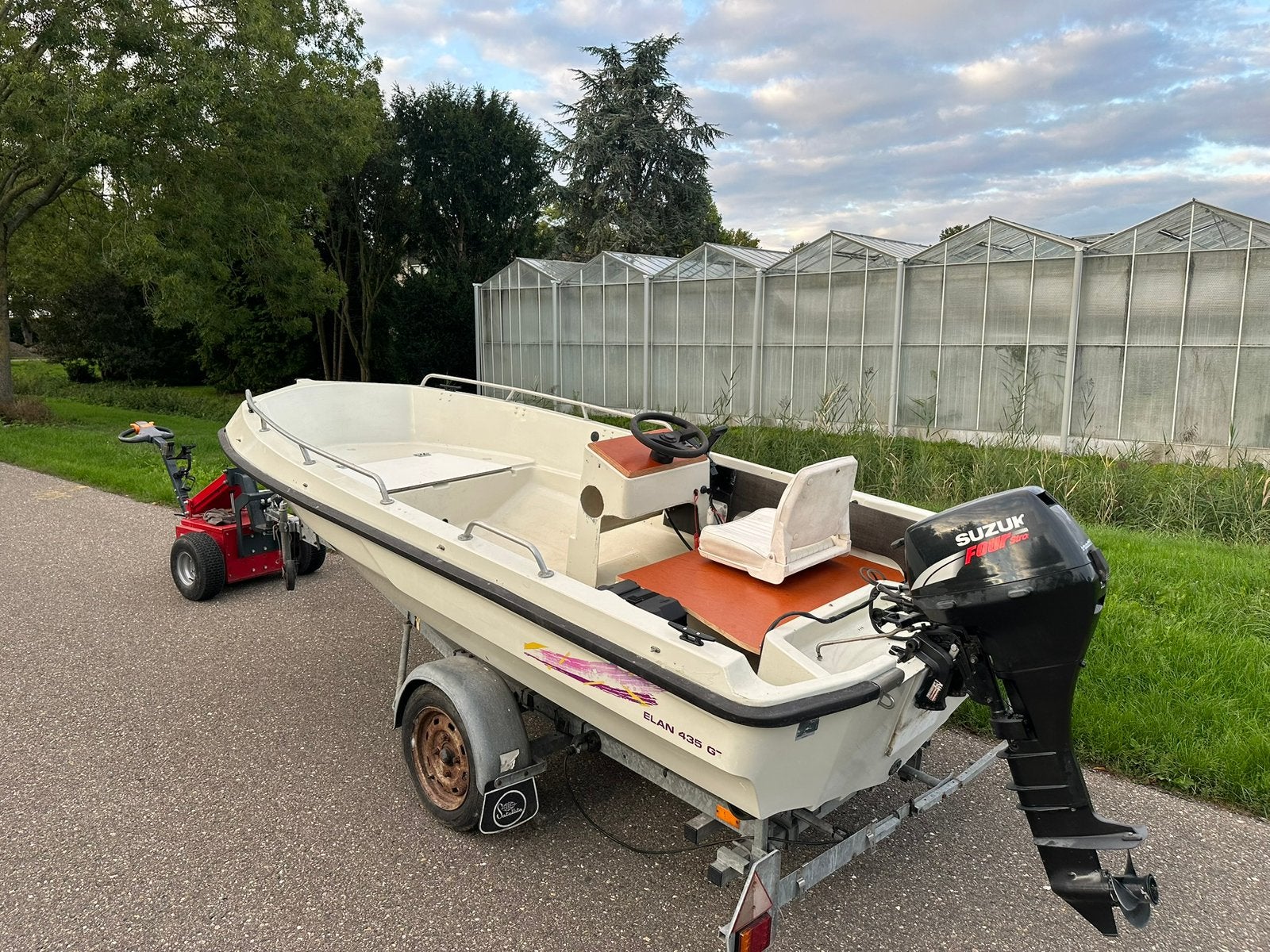 Elan 435GT Consoleboot met 15PK Suzuki viertakt en trailer!, Gebruikt, Met afstandsbediening, Elektrisch, 5 m