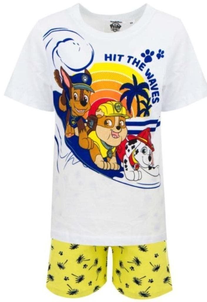 Paw Patrol Shortama Wit/Geel - Maat 104 - 110 - 116 - Katoen, Kinderen en Baby's, Kinderkleding | Maat 116, Nacht- of Onderkleding
