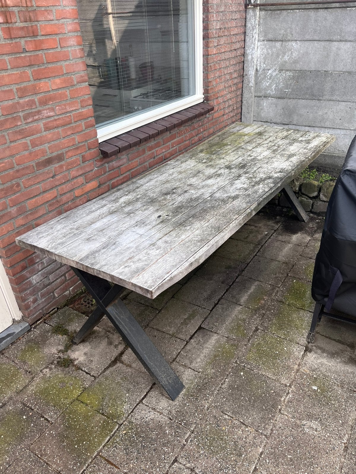 Tuintafel, Tuin en Terras, Tuintafels, Ophalen, Gebruikt, Rechthoekig, Hout