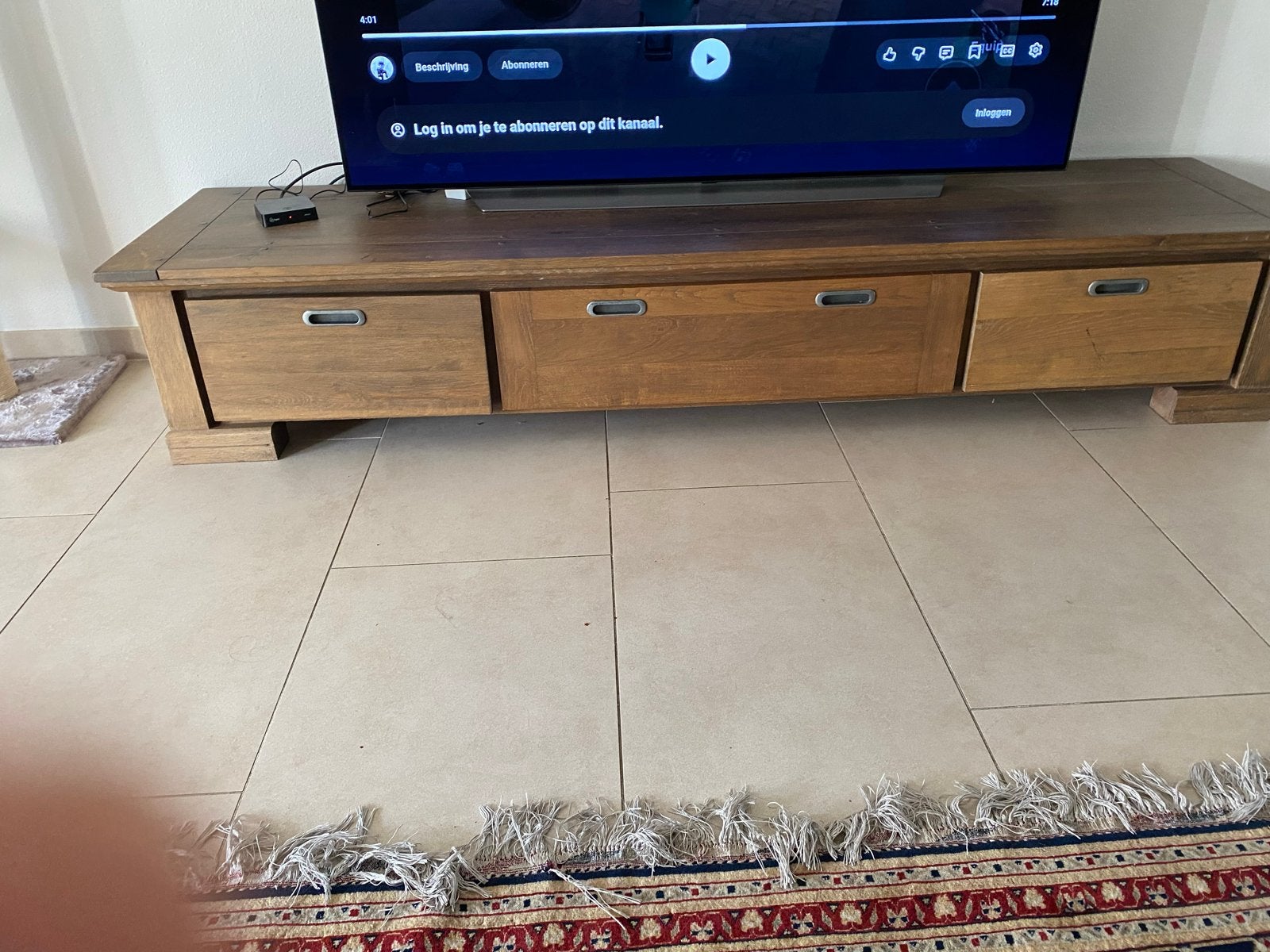 Robuust houten tv-meubel met lades, Ophalen, Gebruikt, 150 tot 200 cm, Minder dan 100 cm