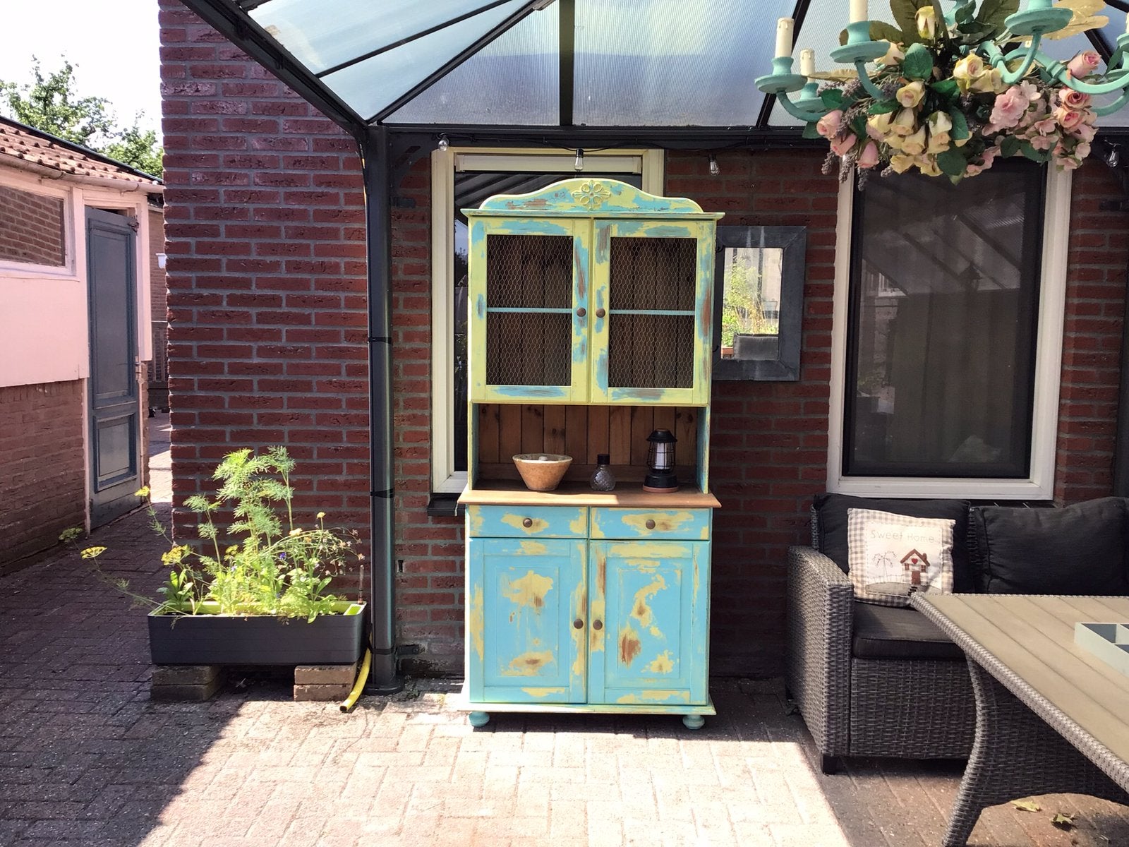 Vitrinekast  in shabby-chicstijl, Antiek en Kunst, Ophalen